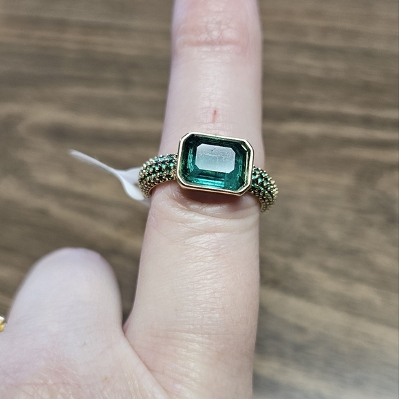 Bomb Party (BP) lab Created Emerald Fused With Genuine Quartz. Size 8 Ring. - Picture 2 of 5